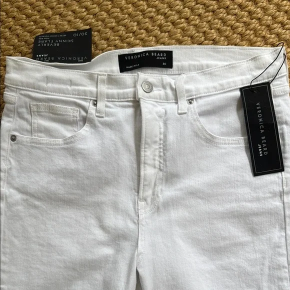 Veronica Beard White Flare Wide Leg Jeans